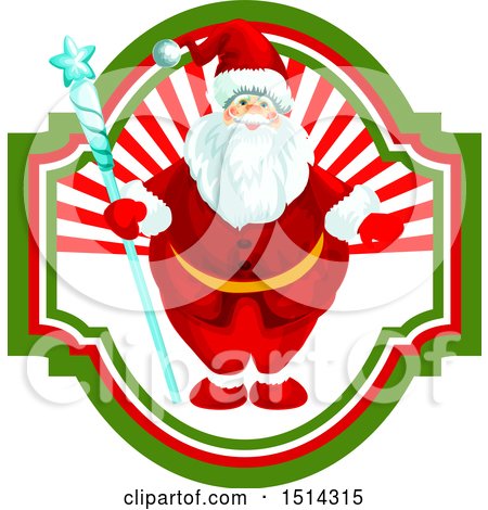 Clipart of a Santa Claus Holding a Staff - Royalty Free Vector Illustration by Vector Tradition SM