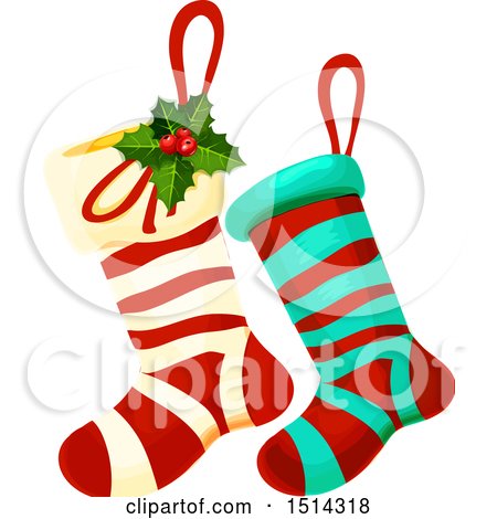 Clipart of a Pair of Christmas Stockings - Royalty Free Vector Illustration by Vector Tradition SM