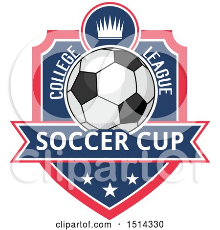 Clipart of a Soccer Ball Shield Design with Text - Royalty Free Vector Illustration by Vector Tradition SM