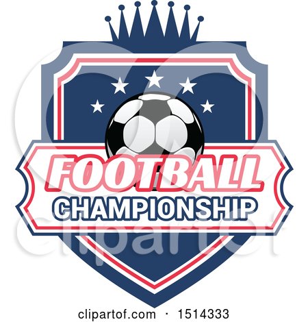 Clipart of a Soccer Ball Shield Design with Text - Royalty Free Vector Illustration by Vector Tradition SM
