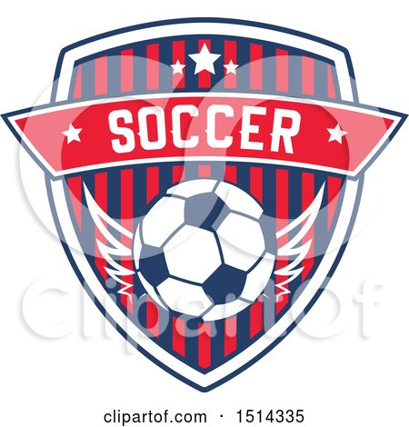 Clipart of a Winged Soccer Ball Shield - Royalty Free Vector Illustration by Vector Tradition SM