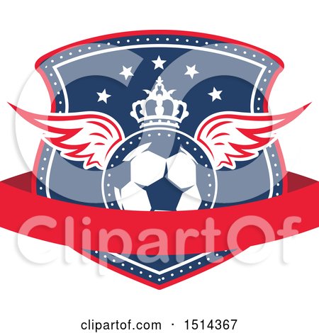 Clipart of a Crowned Winged Soccer Ball Shield - Royalty Free Vector Illustration by Vector Tradition SM