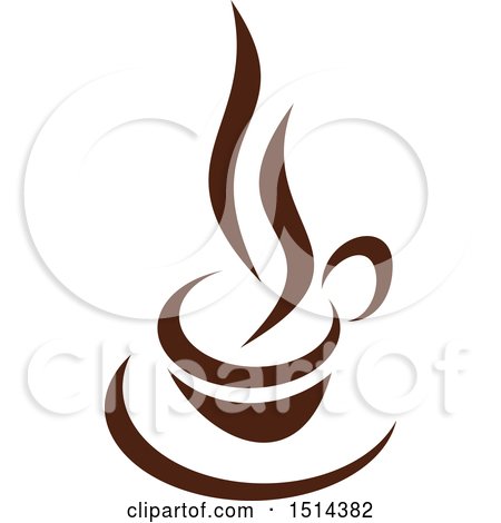 Clipart of a Dark Brown Steamy Coffee Mug - Royalty Free Vector Illustration by Vector Tradition SM