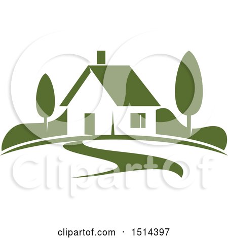 Clipart of a Green Home Residence - Royalty Free Vector Illustration by Vector Tradition SM