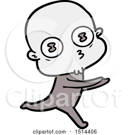 Cartoon Weird Bald Spaceman Running by lineartestpilot