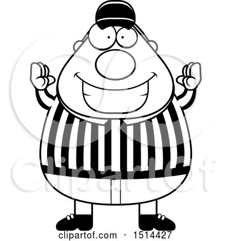 Clipart of a Black and White Chubby Male Referee Gesturing Good - Royalty Free Vector Illustration by Cory Thoman