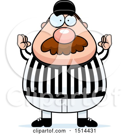 Clipart of a Chubby Male Referee with a Mustache, Gesturing Good - Royalty Free Vector Illustration by Cory Thoman