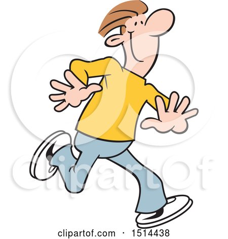 Clipart of a Cartoon Happy Man Running - Royalty Free Vector Illustration by Johnny Sajem