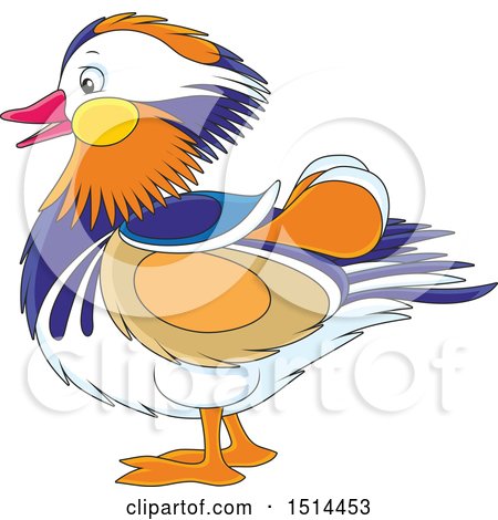 Clipart of a Cute Mandarin Duck in Profile - Royalty Free Vector Illustration by Alex Bannykh