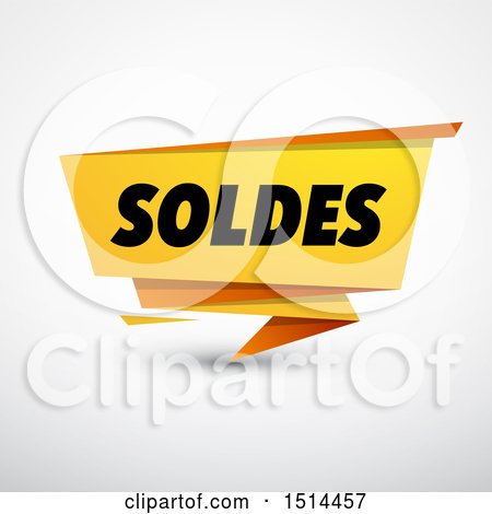 Clipart of a Soldes Sales Design Banner on a Shaded Background - Royalty Free Vector Illustration by beboy