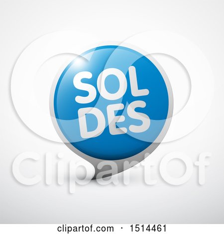 Clipart of a Silver and Blue Soldes Sales Design on a Shaded Background - Royalty Free Vector Illustration by beboy