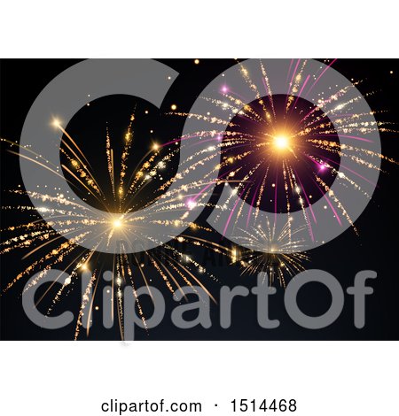 Clipart of a Colorful New Year Fireworks Background - Royalty Free Vector Illustration by beboy