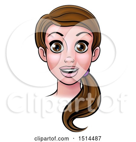 Clipart of a Cartoon Brunette Woman's Face - Royalty Free Vector Illustration by AtStockIllustration