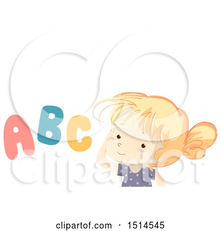 Clipart of a Girl with Abc Letters - Royalty Free Vector Illustration by BNP Design Studio