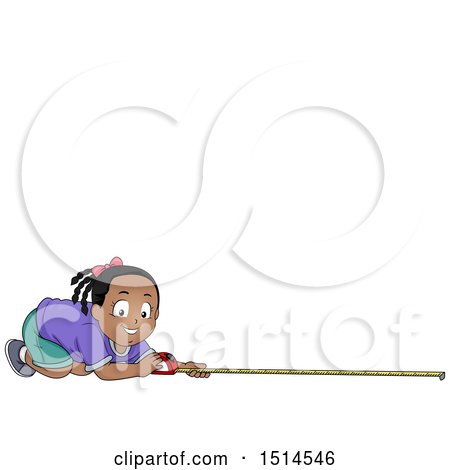 Clipart of a Happy Girl Measuring - Royalty Free Vector Illustration by BNP Design Studio