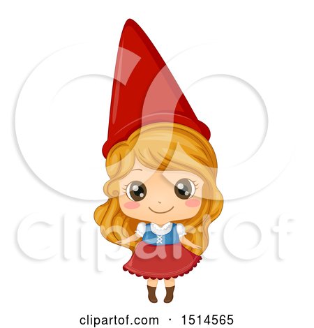 Clipart of a Girl in a Garden Gnome Costume - Royalty Free Vector Illustration by BNP Design Studio