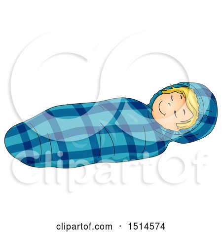 Clipart of a Boy Sleeping in a Mummy Bag - Royalty Free Vector Illustration by BNP Design Studio