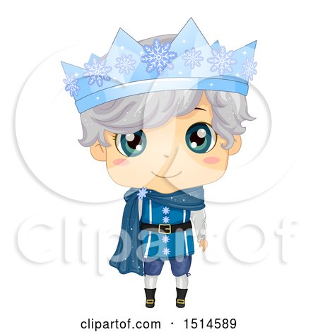 Clipart of a Winter Prince Wearing an Ice Crown - Royalty Free Vector Illustration by BNP Design Studio
