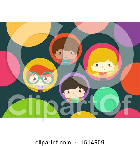 Clipart of a Group of Children Inside Circles - Royalty Free Vector Illustration by BNP Design Studio