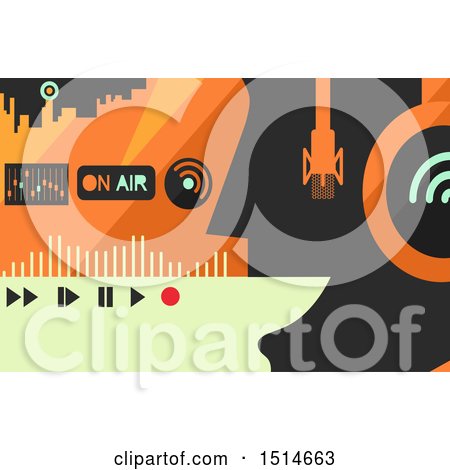 Clipart of a Broadcast Communication Background with Buttons - Royalty Free Vector Illustration by BNP Design Studio