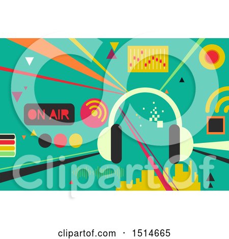 Clipart of a Radio Production Communication Design with Media Controls - Royalty Free Vector Illustration by BNP Design Studio