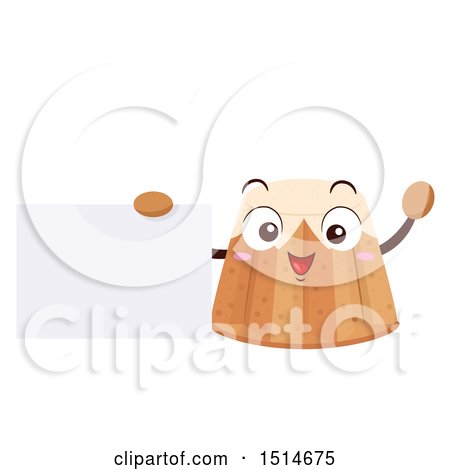 Clipart of a Pandoro Bread Character Holding a Blank Sign - Royalty Free Vector Illustration by BNP Design Studio