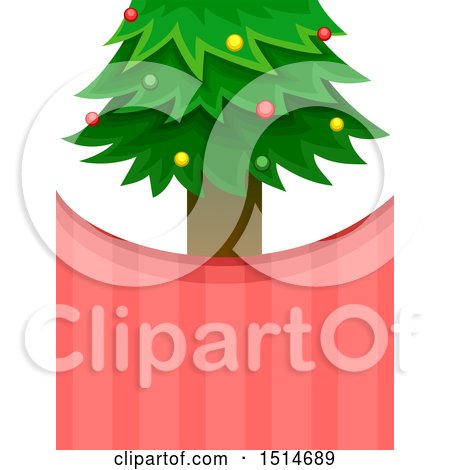 Clipart of a Christmas Tree and Stripes Background - Royalty Free Vector Illustration by BNP Design Studio