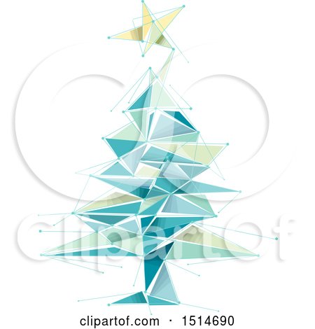Clipart of a Geometric Christmas Tree - Royalty Free Vector Illustration by BNP Design Studio