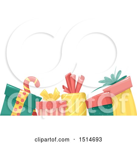 Clipart of a Border of Christmas Presents Under Text Space - Royalty Free Vector Illustration by BNP Design Studio