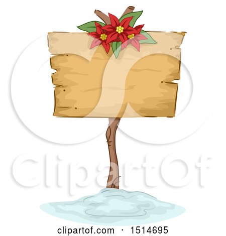 Clipart of a Christmas Sign with a Poinsettia - Royalty Free Vector Illustration by BNP Design Studio