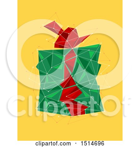 Clipart of a Geometric Christmas Present on Yellow - Royalty Free Vector Illustration by BNP Design Studio