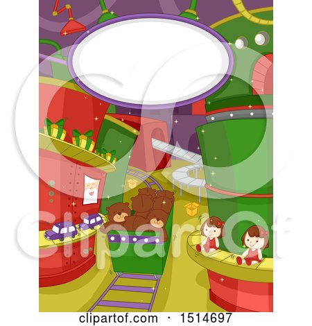 Clipart of a Christmas Factory with Toys on Conveyor Belts - Royalty Free Vector Illustration by BNP Design Studio
