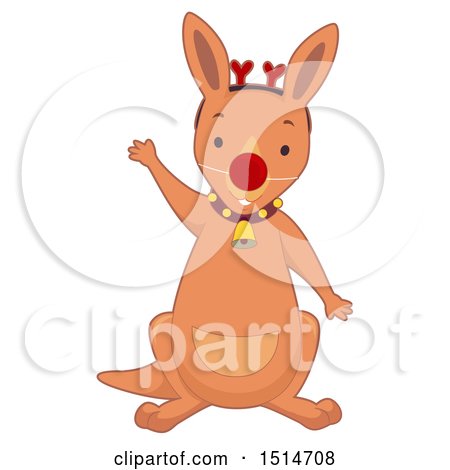 Clipart of a Christmas Kangaroo Disguised As a Reindeer - Royalty Free Vector Illustration by BNP Design Studio