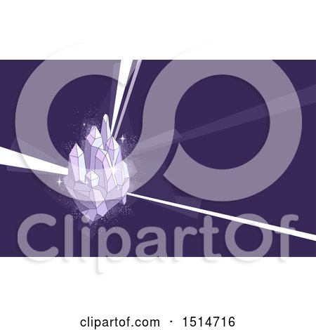Clipart of a Quartz Crystal Cluster with Rays on Purple - Royalty Free Vector Illustration by BNP Design Studio