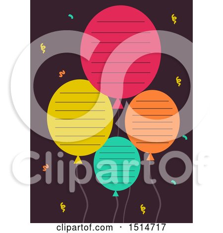 Clipart of Colorful Party Balloons with Lines for Text - Royalty Free Vector Illustration by BNP Design Studio