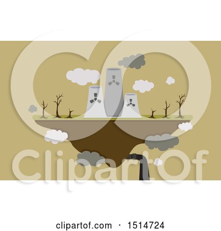 Clipart of a Factory Floating Island on Brown - Royalty Free Vector Illustration by BNP Design Studio
