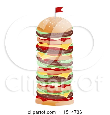 Clipart of a Huge Cheeseburger - Royalty Free Vector Illustration by BNP Design Studio
