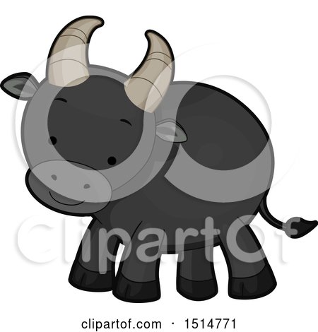 Clipart of a Cute Tamaraw or a Mindoro Dwarf Buffalo - Royalty Free Vector Illustration by BNP Design Studio