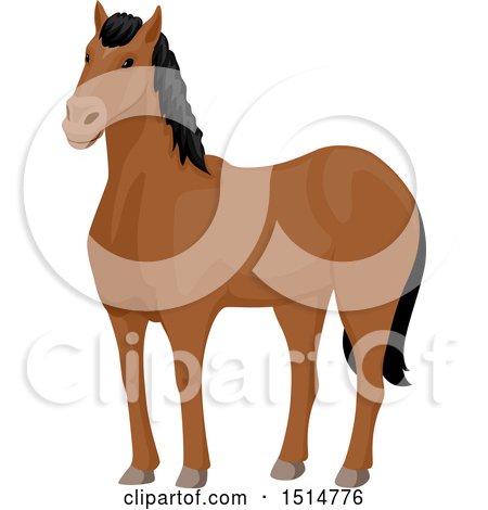 Clipart of a Brown Horse with a Dark Mane - Royalty Free Vector Illustration by BNP Design Studio