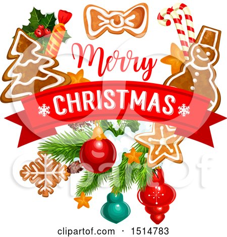 Clipart of a Merry Christmas Greeting - Royalty Free Vector Illustration by Vector Tradition SM