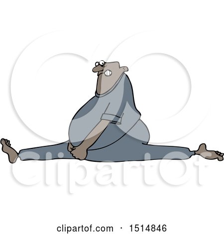 Clipart of a Chubby Black Man Doing the Splits - Royalty Free Vector Illustration by djart