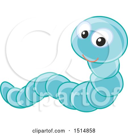 Clipart of a Cute Blue Earthworm - Royalty Free Vector Illustration by Alex Bannykh