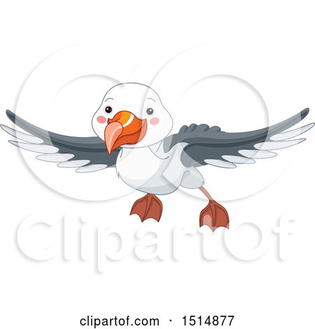 Clipart of a Cute Flying Albatross - Royalty Free Vector Illustration by Pushkin