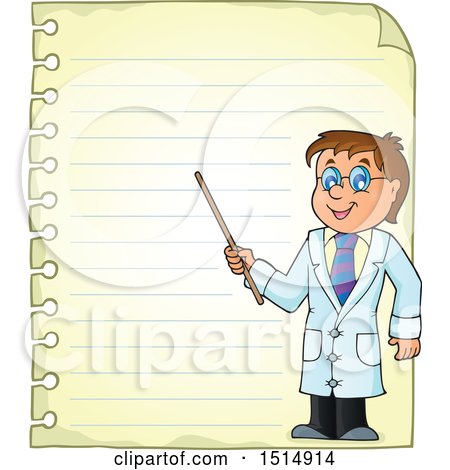 Clipart of a Sheet of Ruled Paper and a Doctor - Royalty Free Vector Illustration by visekart