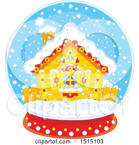 Clipart of a Cottage in a Snow Globe - Royalty Free Vector Illustration by Alex Bannykh