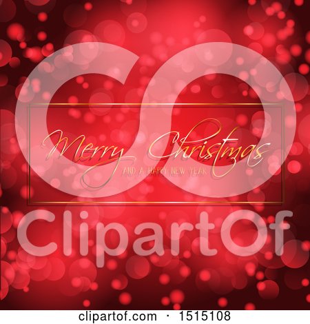 Clipart of a Merry Christmas and a Happy New Year Greeting over Red Flares - Royalty Free Vector Illustration by KJ Pargeter