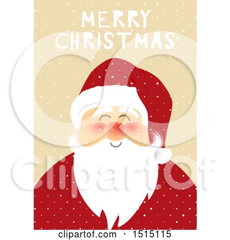 Clipart of a Merry Christmas Greeting over Santa Claus - Royalty Free Vector Illustration by KJ Pargeter