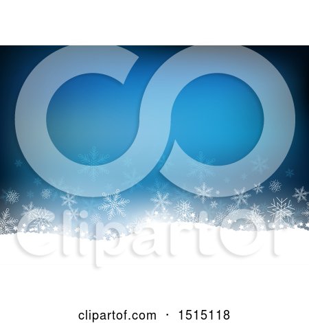 Clipart of a Christmas Background with Winter Snowflakes on Blue - Royalty Free Vector Illustration by KJ Pargeter