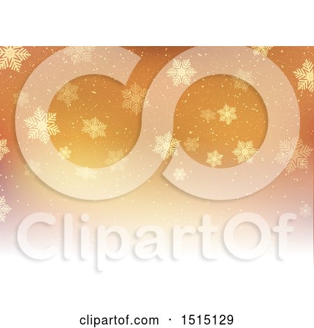 Clipart of a Christmas Background with Winter Snowflakes on Gradient Gold - Royalty Free Vector Illustration by KJ Pargeter