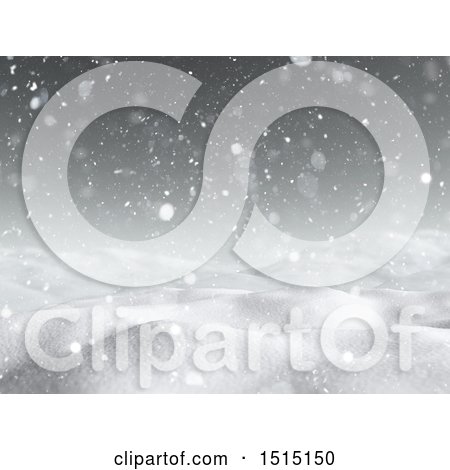 Clipart of a 3d Snowy Winter Landscape - Royalty Free Illustration by KJ Pargeter